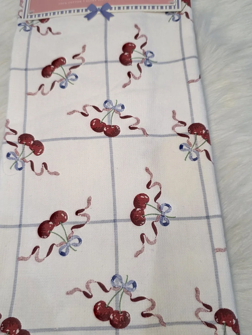 Kitchen Towels with Red Cherry Print
